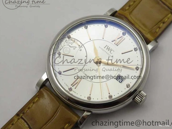 MIROTIME 0515 Durable Portofino 37mm SS V7F 1:1 Best Edition White Dial on Light Brown Leather Strap A 7092